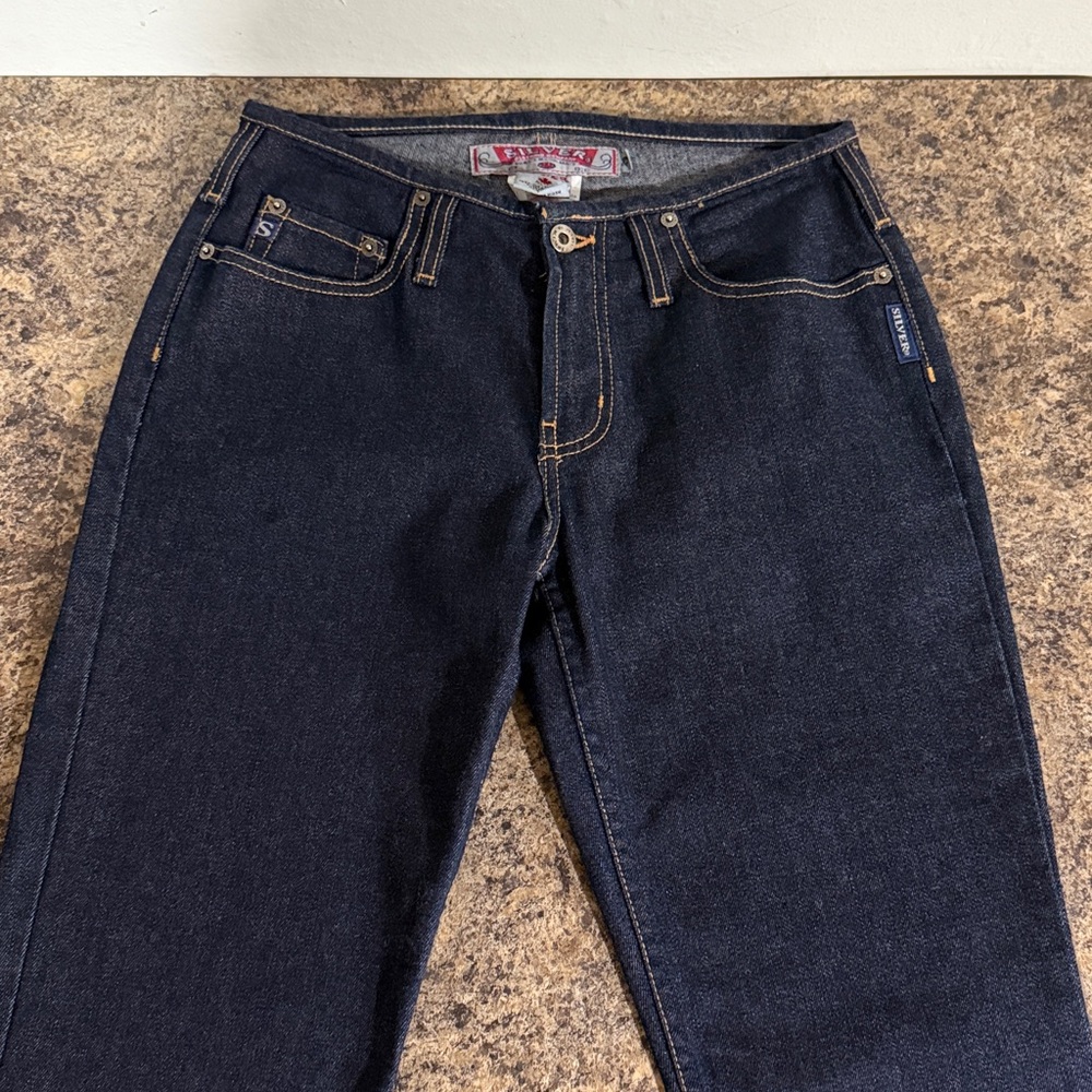 Vintage Y2K Silver Jeans Dark Wash Low Rise Straight Leg Jeans Women’s Sz 27